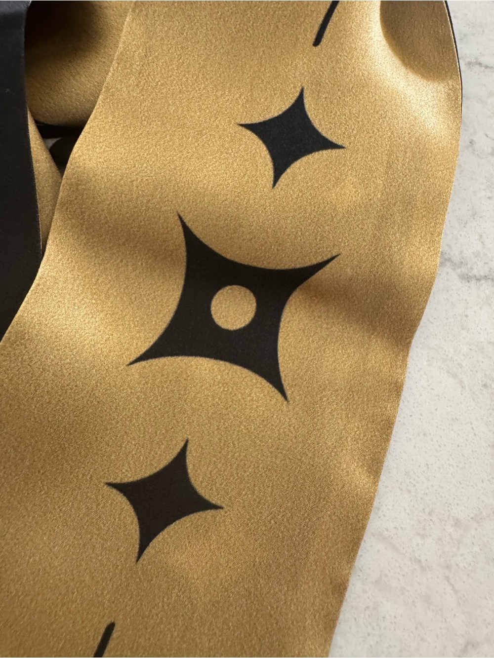 Lost Pattern Moonlight Stars Silky Gold & Black Graphic Scarf - Picture 7 of 14